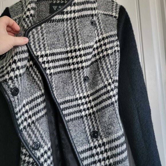 NWOT Women's Guess Wool Plaid Houndstooth Coat Size Small - Picture 6 of 14